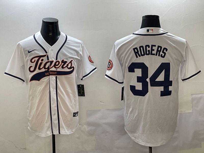 Men Detroit Tigers #34 Rogers White Jointly Name 2025 Nike MLB Jersey style 1